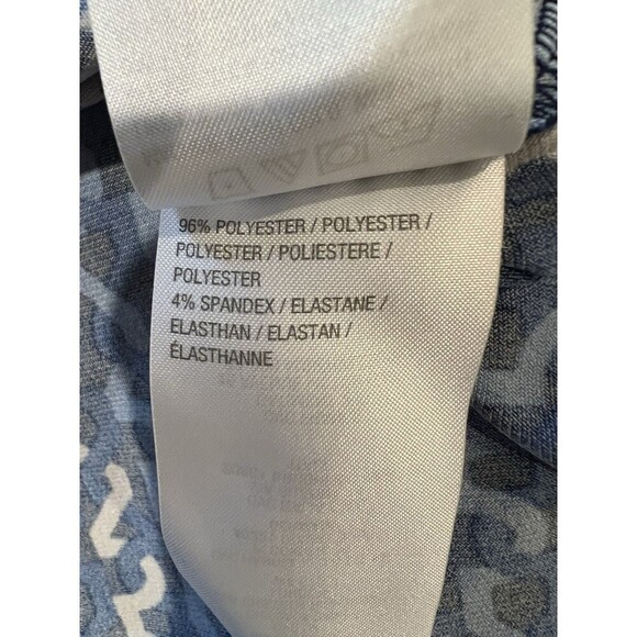 Susan Graver Printed Liquid Knit 3/4-Sleeve Tie-Front Top Blue Multi Size Large - Picture 7 of 7